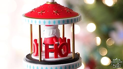 Hallmark Keepsake Christmas Ornament with Motion 2023, Santa-Go-Round, Ho Ho Ho Carousel