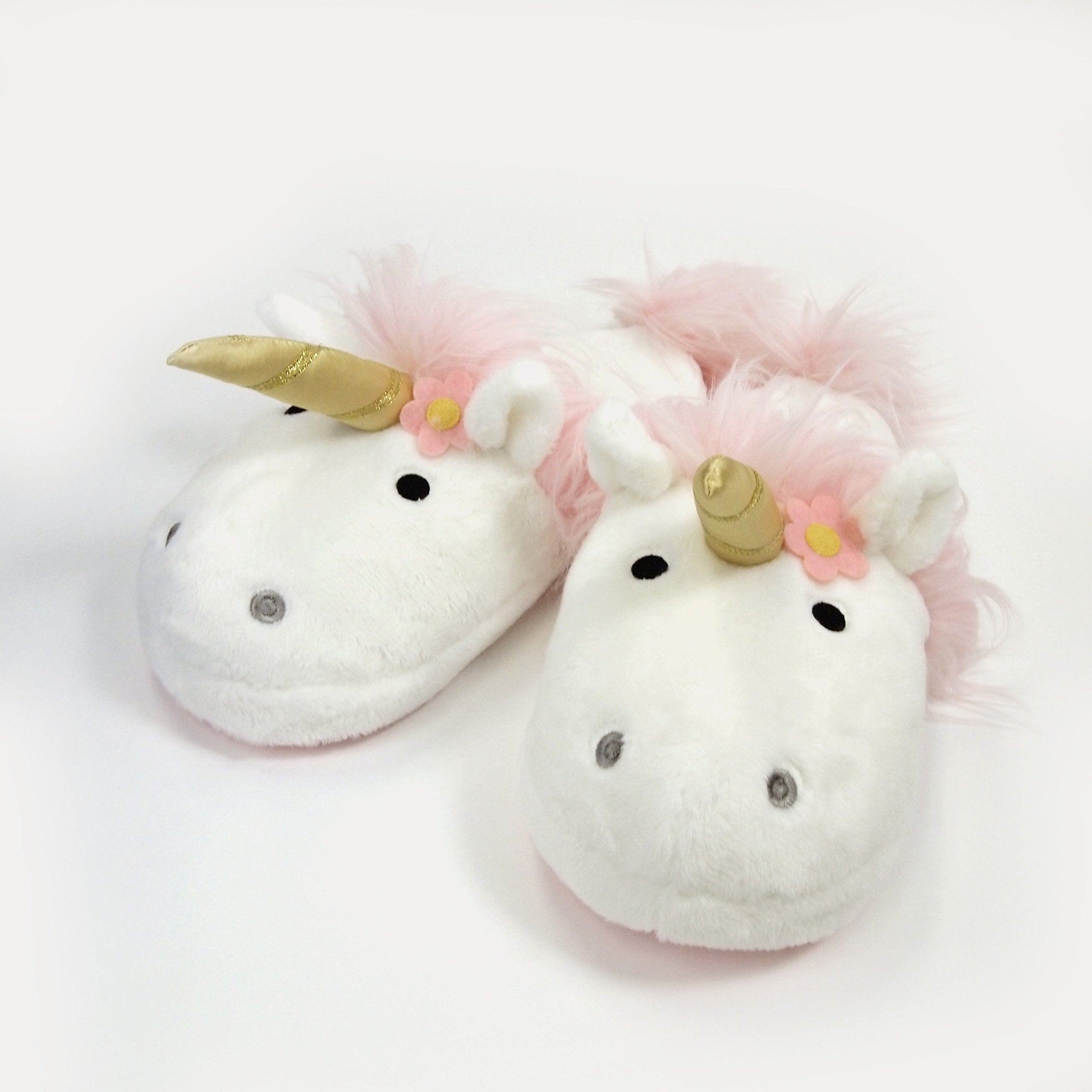 Gund Unicorn Slippers Plush One Size Slippers, White