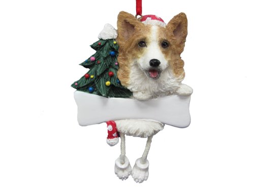 Welsh Corgi Ornament with Unique "Dangling Legs" Hand Painted and Easily Personalized Christmas Ornament