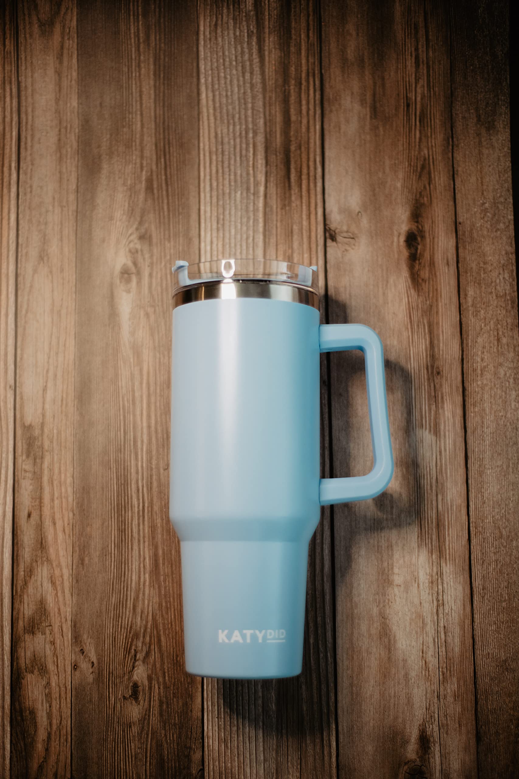 KATYDID 40oz Stainless Steel Tumbler with Handle and Straw - Dishwasher Safe Insulated Tumbler for All-Day Hot or Cold Coffee, Water, Tea, Smoothies and More (Light Blue)