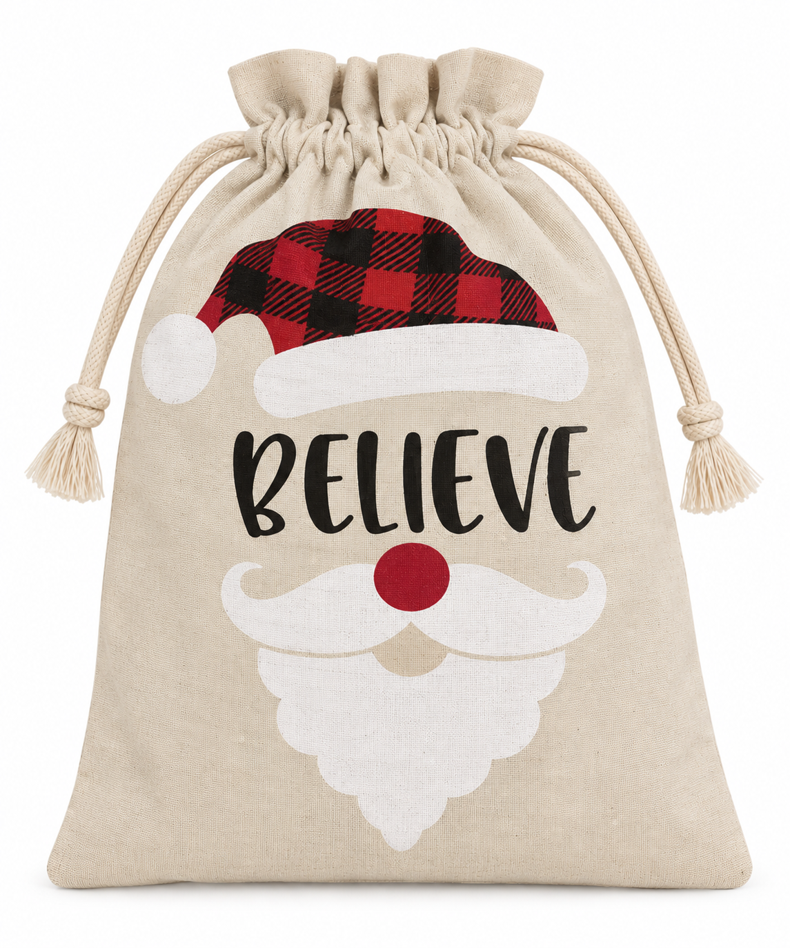 "Believe" Nidico Christmas Fabric Gift Sack