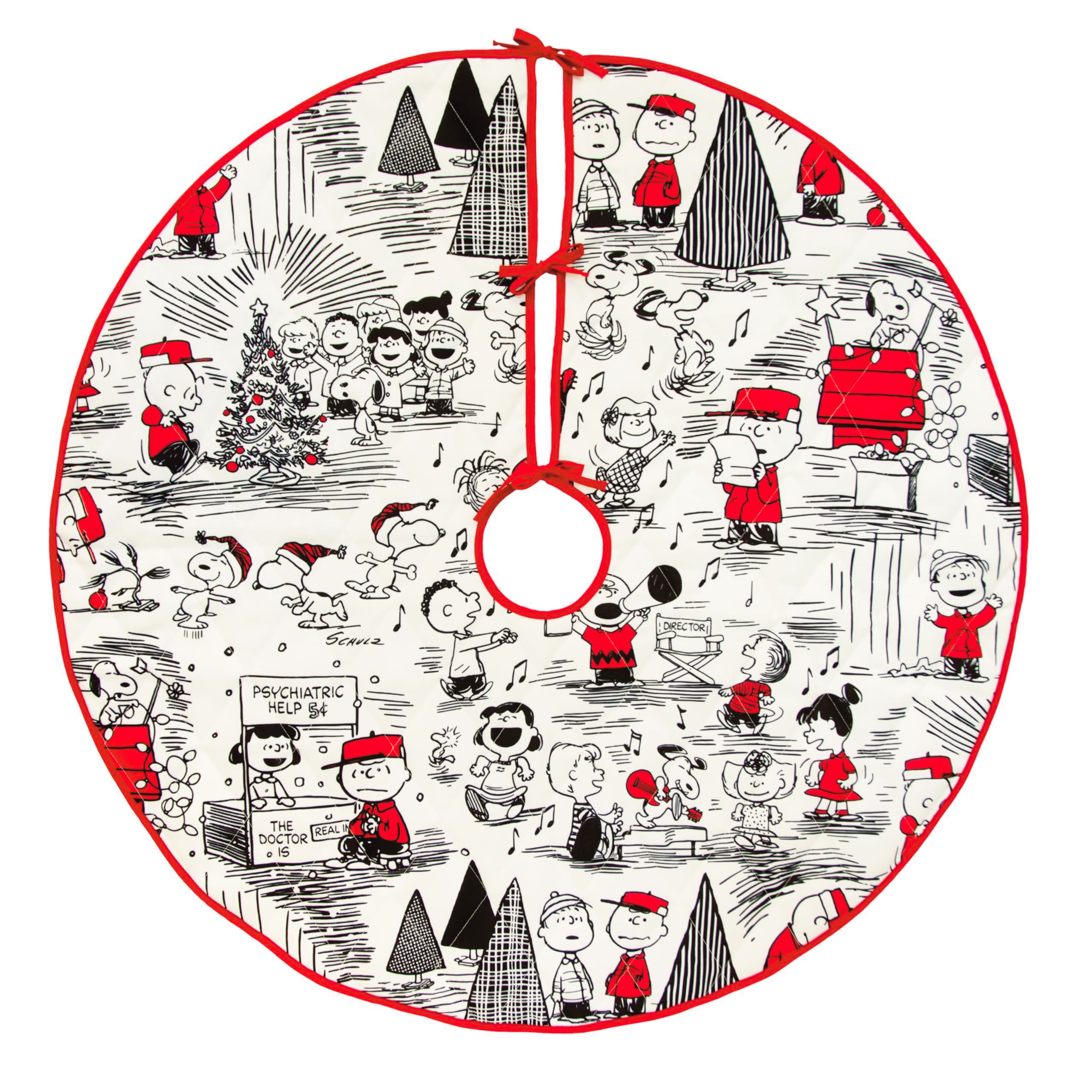 Hallmark Peanuts Gang Fabric Christmas Tree Skirt, 40"