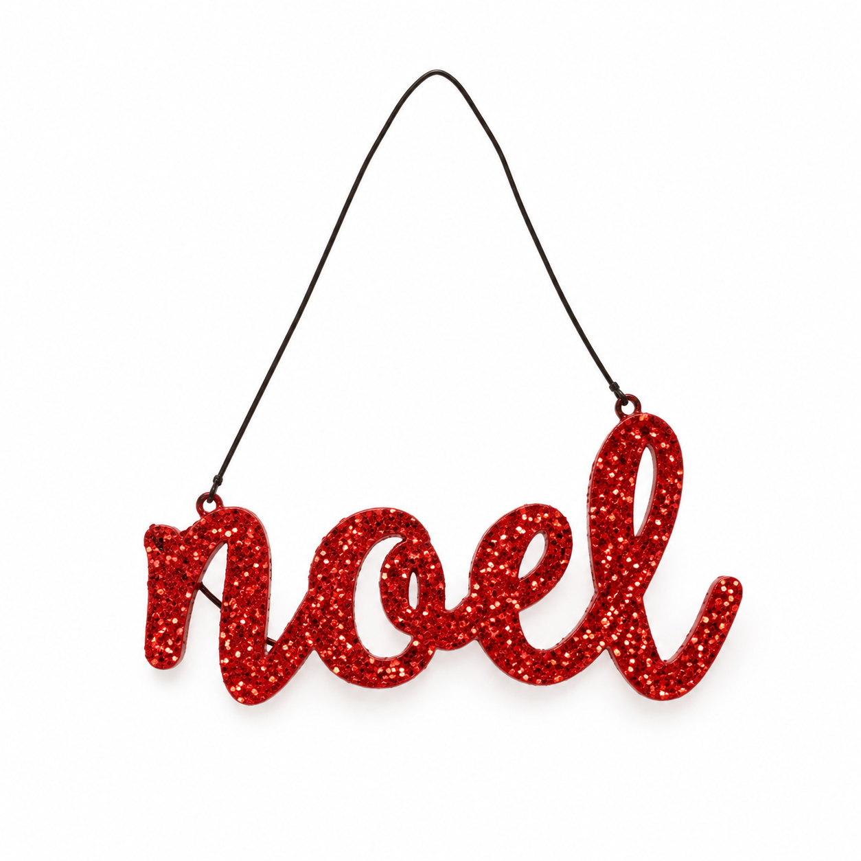 Transpac Red Glitter "Noel" Hanging Sign