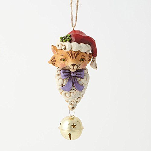 Enesco Jim Shore Heartwood Creek Cat Jingle Bell Ornament, 5-Inch