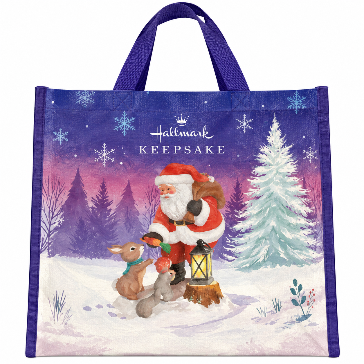 "Santa & Woodland Animals" Hallmark Keepsake Christmas Reusable Tote Bag