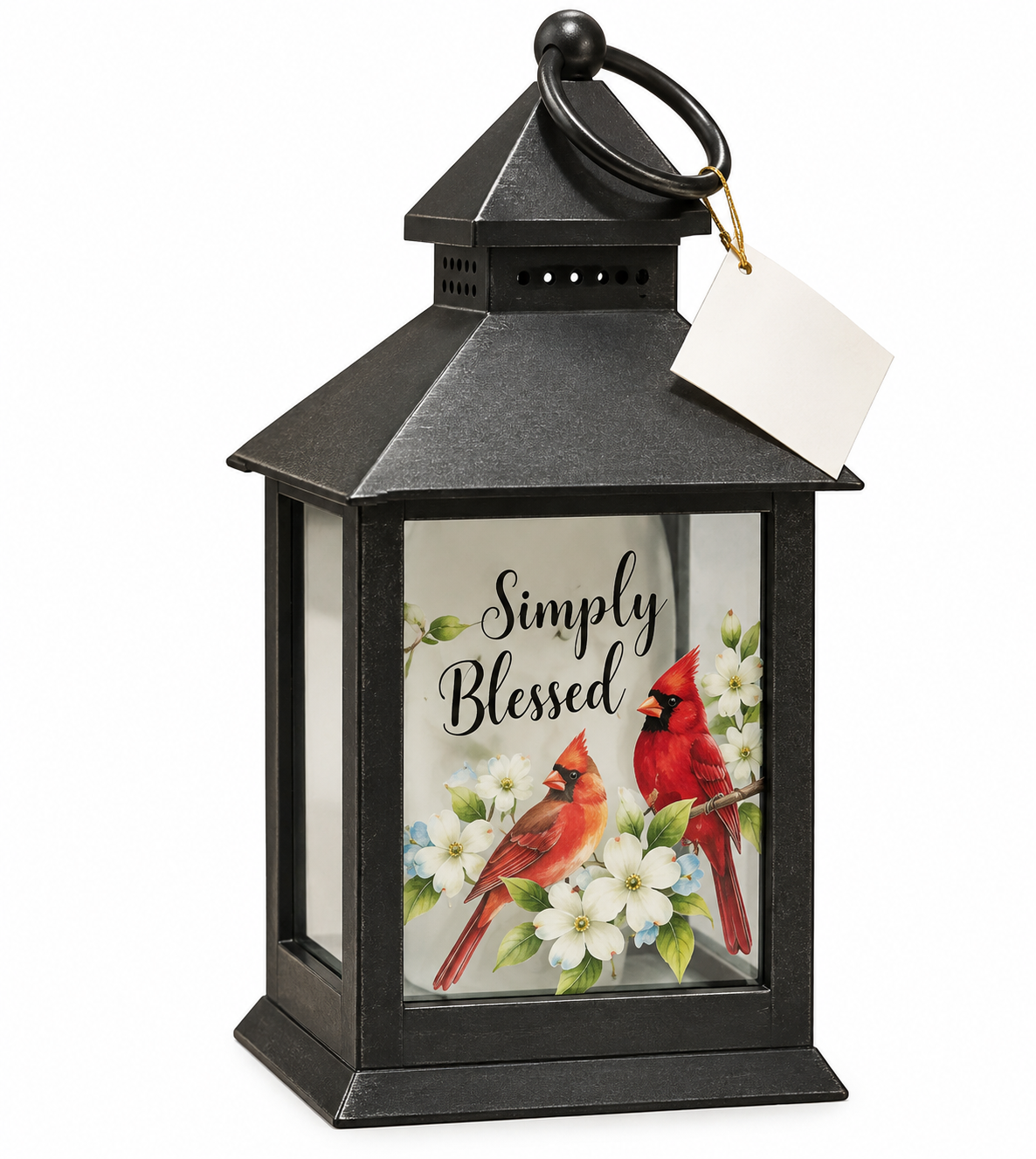 Carson "Simply Blessed" Cardinal LED Lantern Tabletop & Hanging Decor