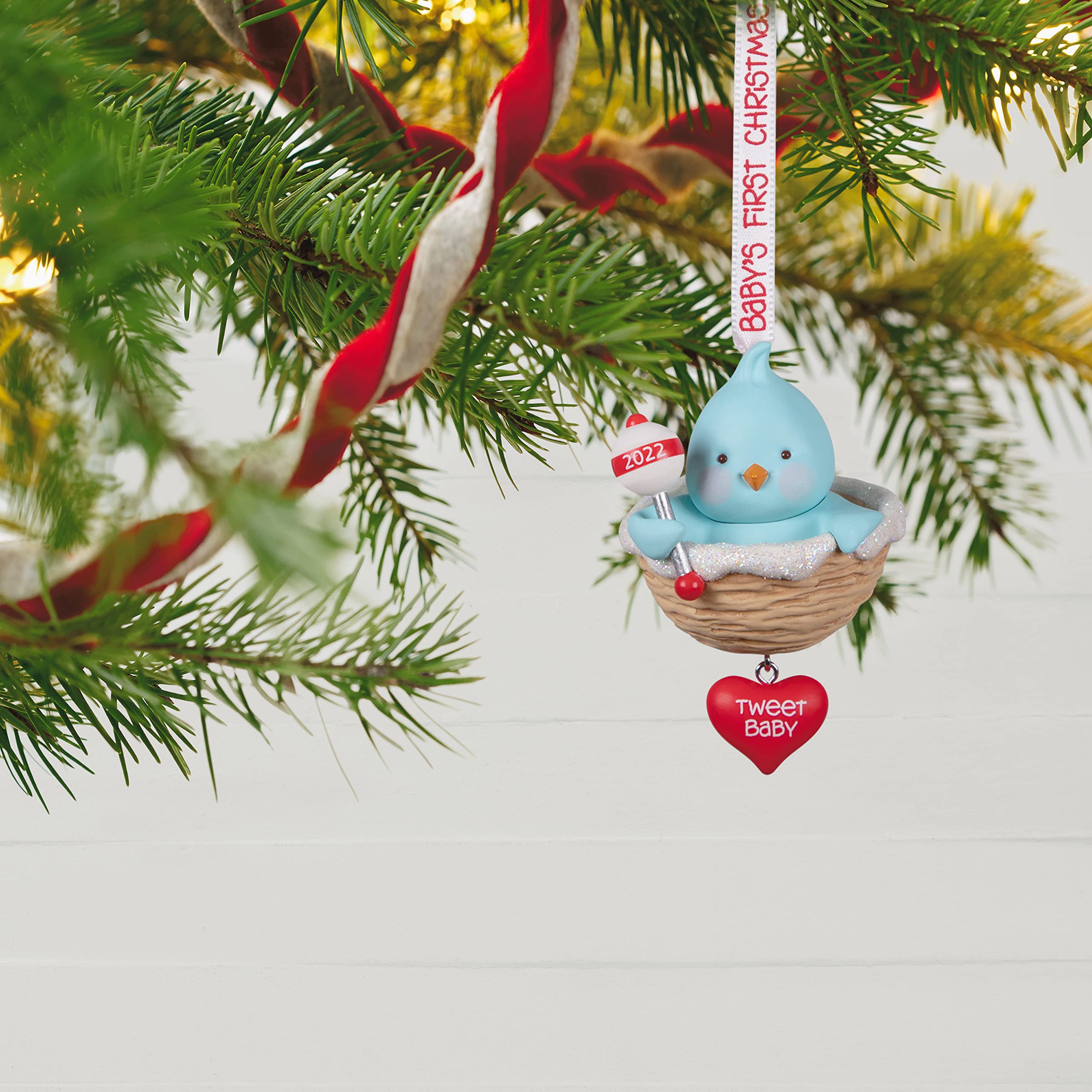 Hallmark Keepsake Plastic Christmas Ornament 2022 Year-Dated, Baby Boy’s First Christmas, Blue Bird