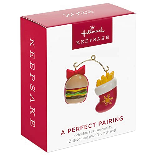 Hallmark Keepsake Miniature Christmas Ornaments 2023, A Perfect Pairing Cheeseburger and French Fries, Mini Set of 2