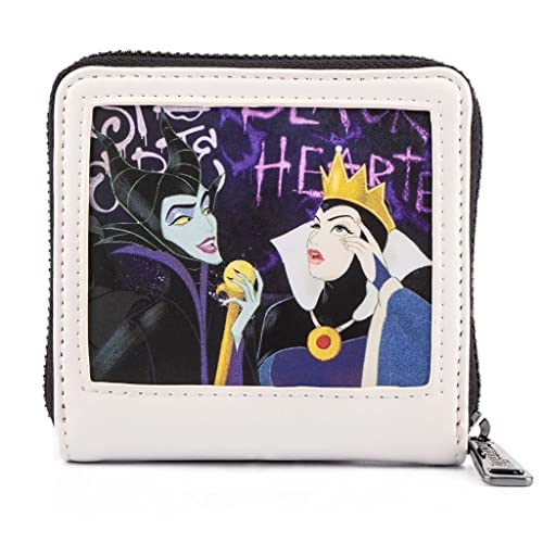 Loungefly Disney Villains Club Polaroid Zip Faux Leather Wallet,Lightweight, Villains Club One Size