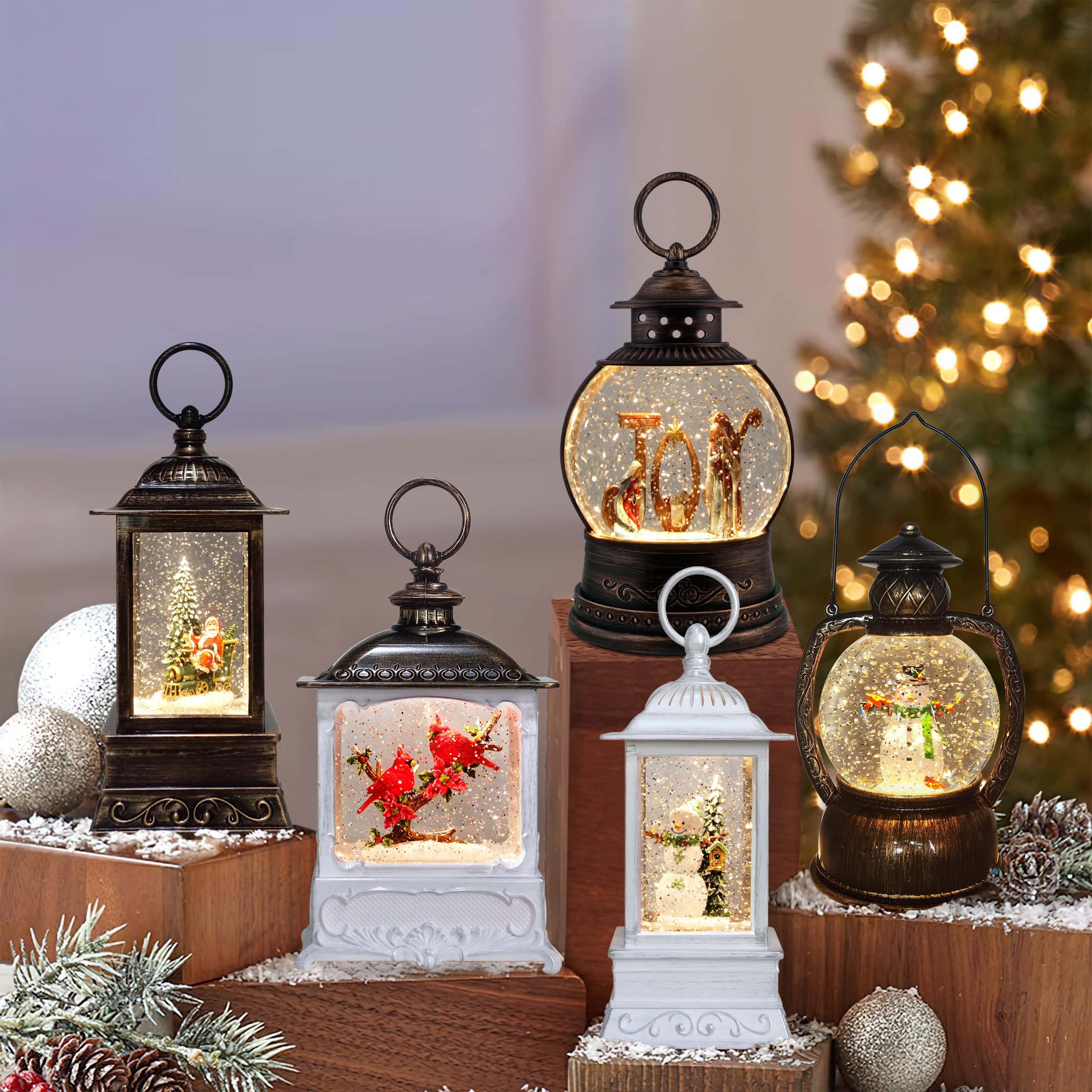 "Santa on the Polar Express" Christmas Is Forever 10.5" Water Globe Lantern