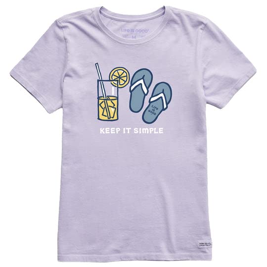 SM Life is Good Women's "Keep It Simple" Lemonade & Flip Flops Crusher Crewneck T-Shirt