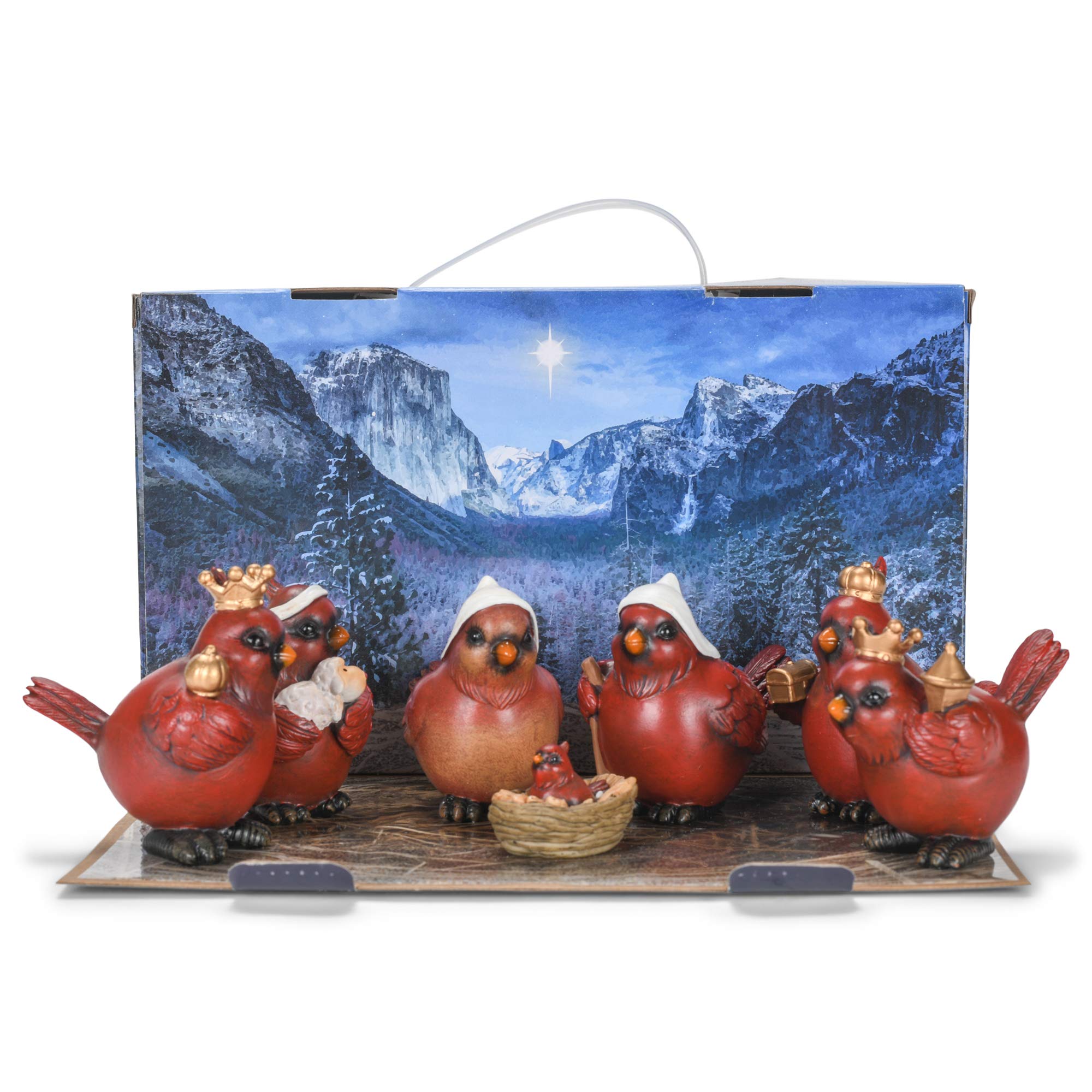 Roman 133828 Cardinal Nativity, Set of 7, 3-inch Height, Red, Resin