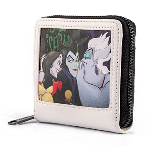 Loungefly Disney Villains Club Polaroid Zip Faux Leather Wallet,Lightweight, Villains Club One Size