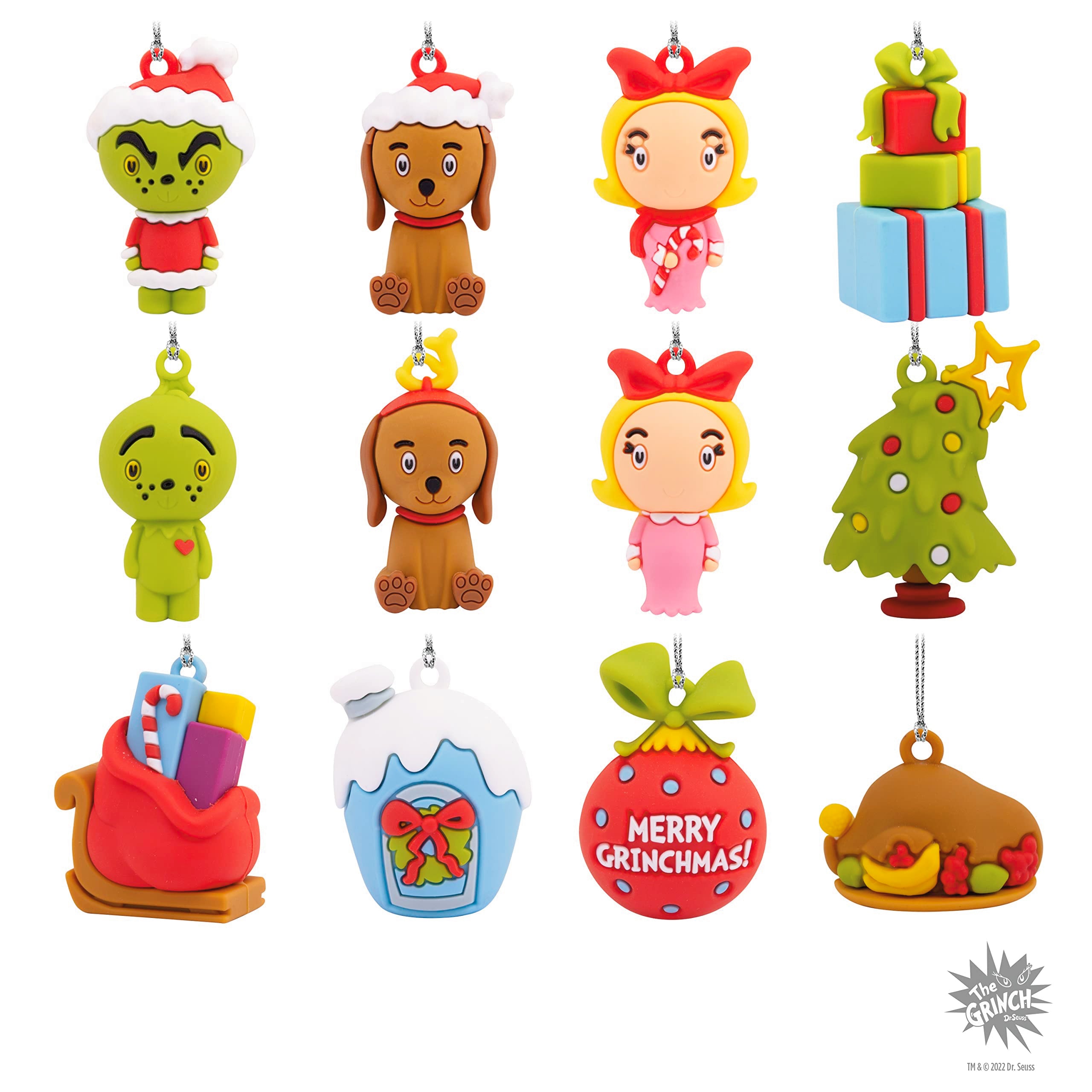 Hallmark Dr. Seuss The Grinch 12-Day Countdown Calendar Mini Ornament Set