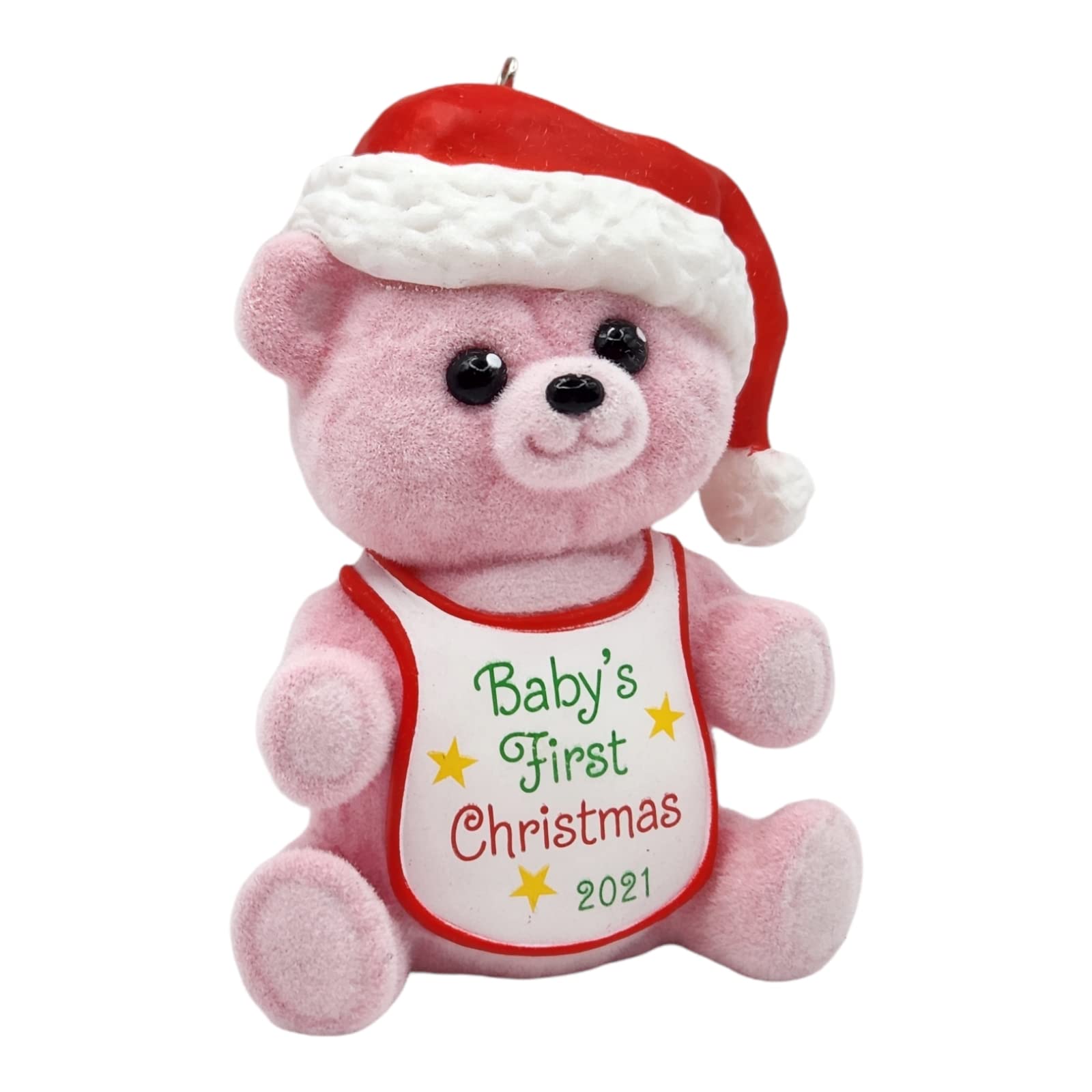 Hallmark Keepsake Christmas Ornament, Year Dated 2021, Baby Girl's First Christmas Pink Bear