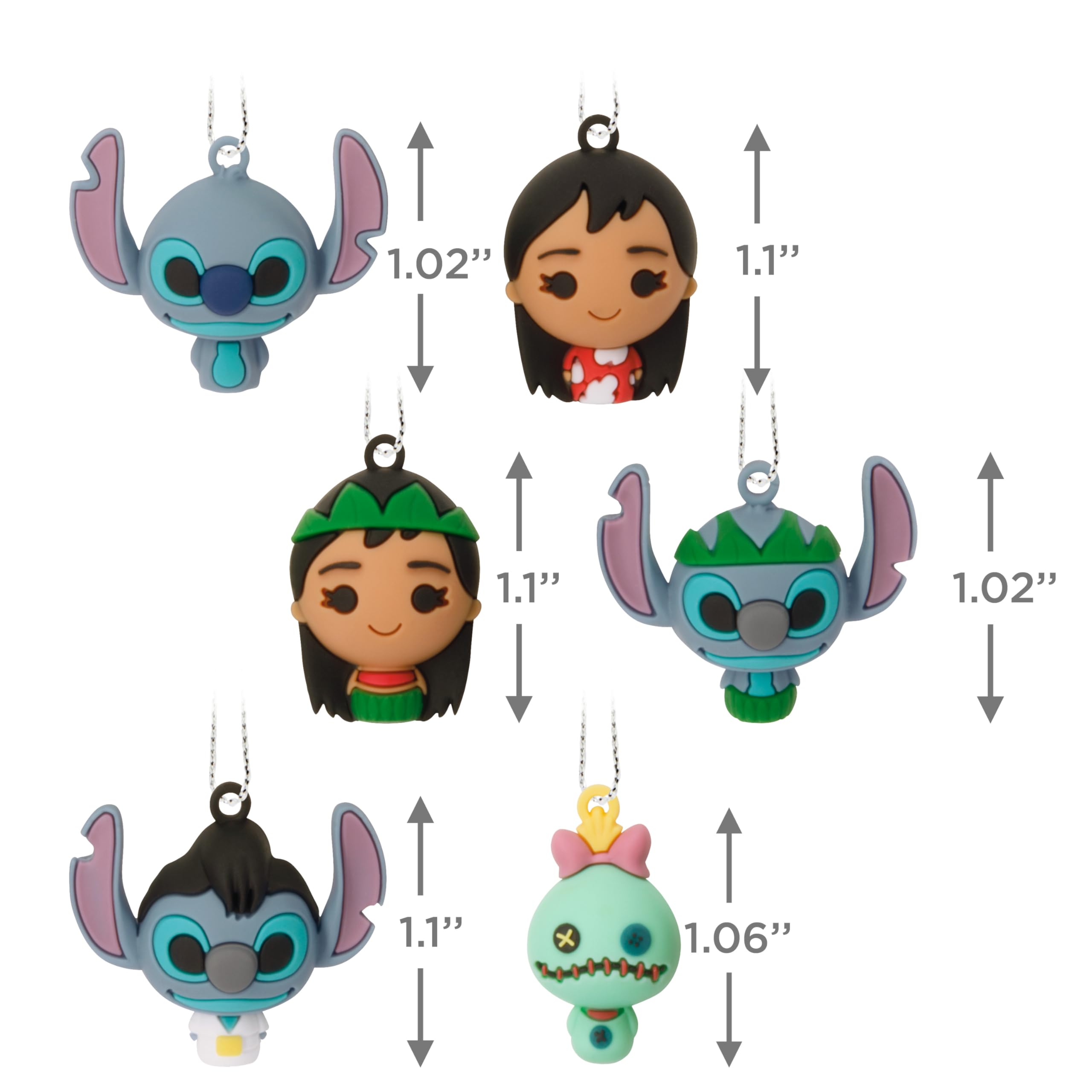 Hallmark Disney Lilo and Stitch Christmas Ornaments, Miniature Set of 6