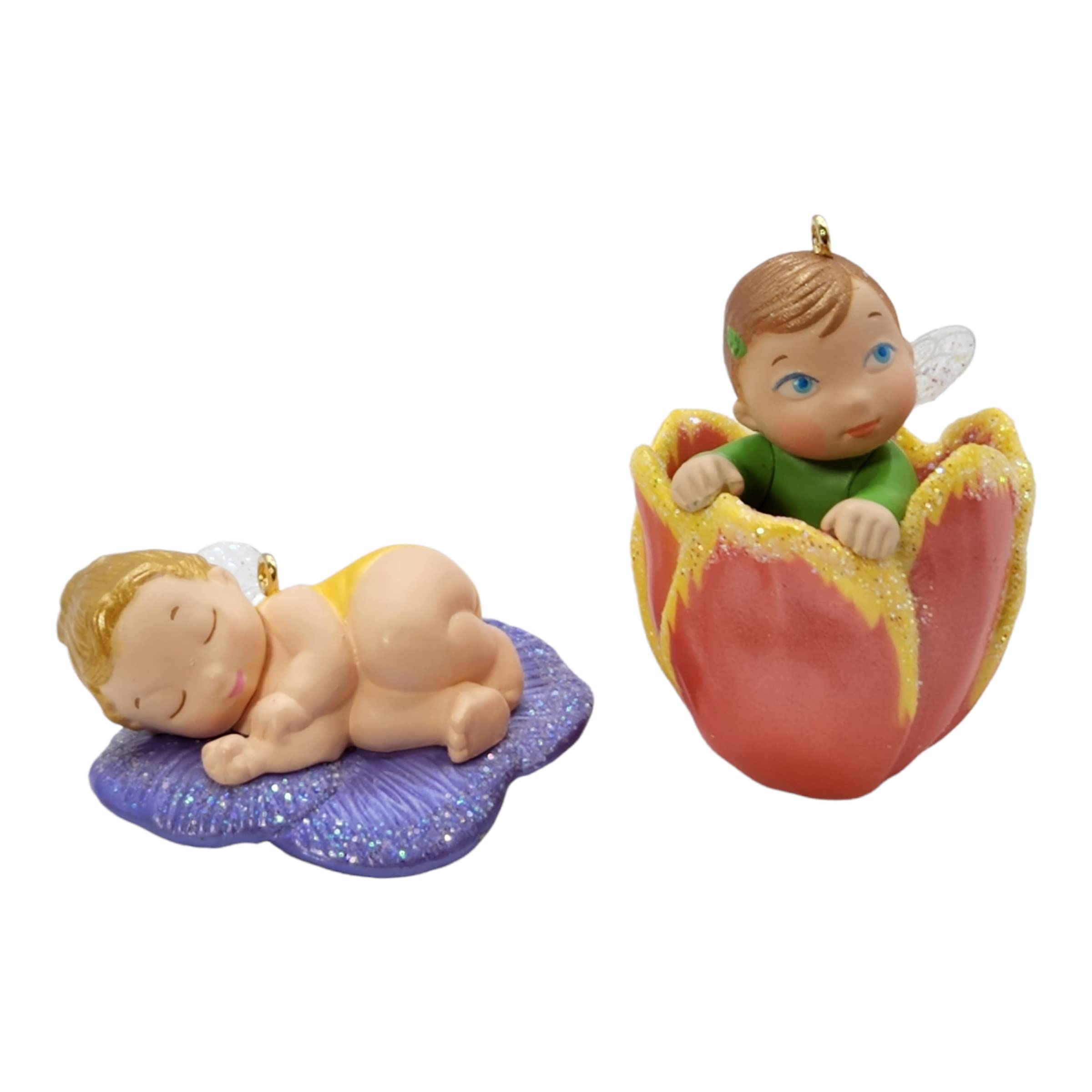 Hallmark Keepsake Ornament Pansy and Tulip Baby Fairy Messenger Series 2 Piece