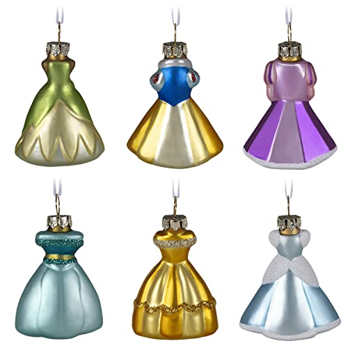 Hallmark Keepsake Christmas Ornament 2022, Disney Princess Fit for a Princess, Glass Set of 6