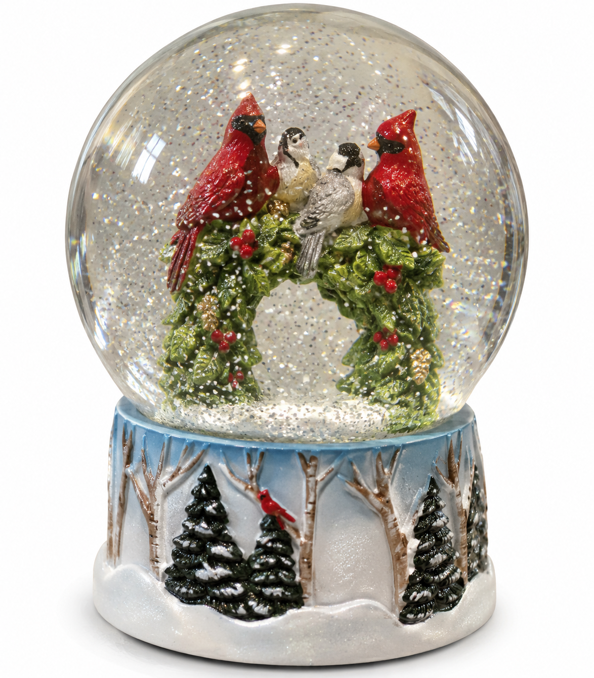 "Cardinal Bird Wreath" Christmas is Forever Snow Globe