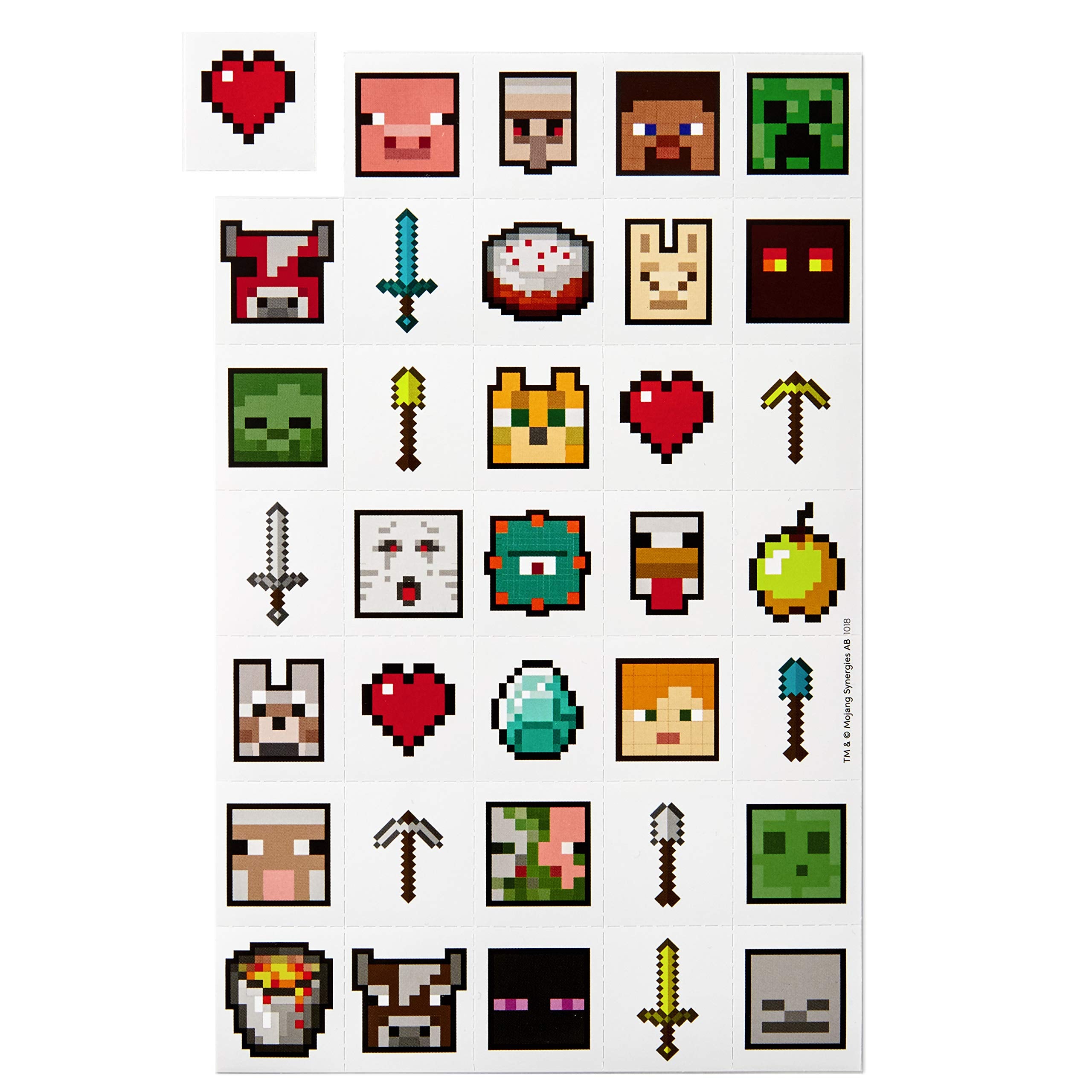 Hallmark Minecraft Valentines Day Cards and Mailbox for Kids School Classroom Exchange (1 Box, 32 Valentine Cards, 35 Stickers, 1 Teacher Card)