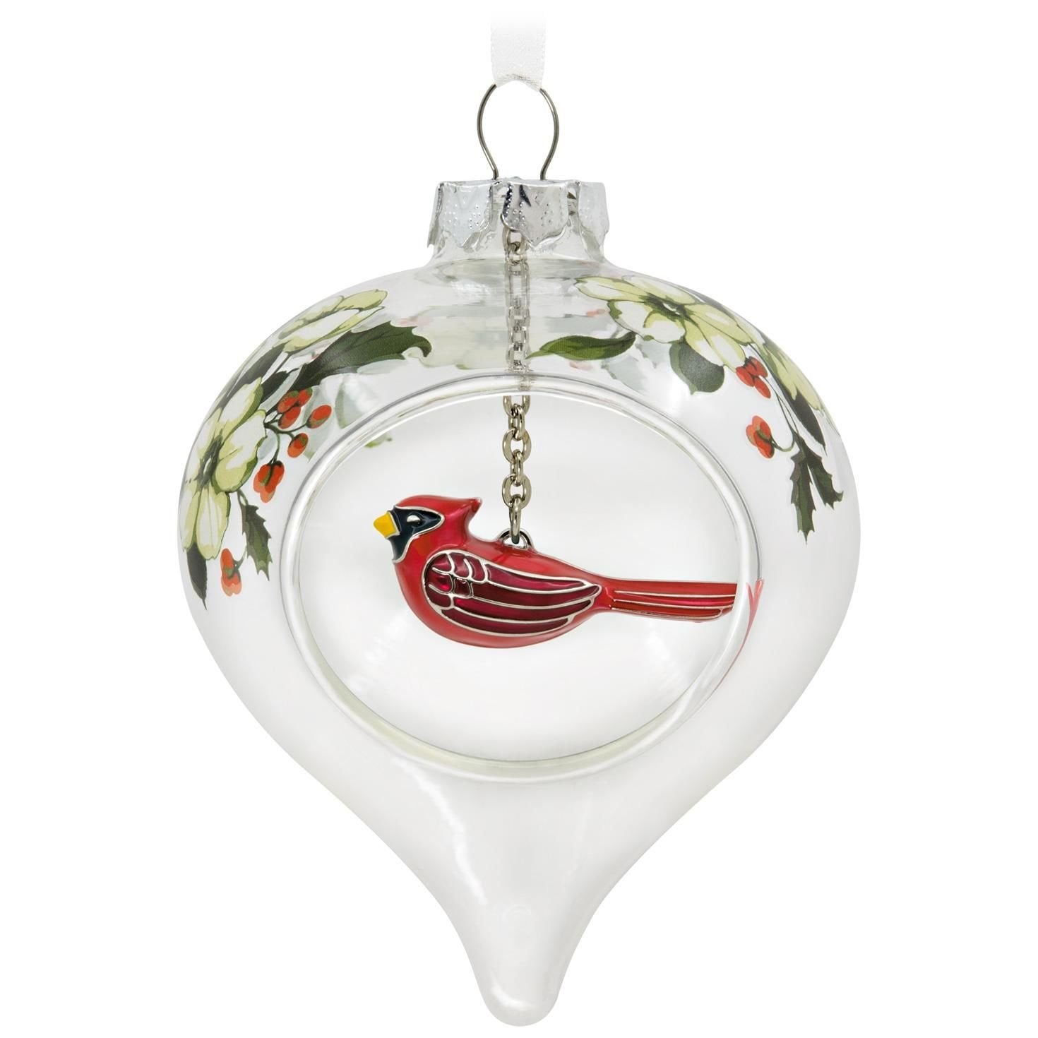 Hallmark Keepsake 2017 Winter Cardinal and Holly Premium Glass and Metal Christmas Ornament