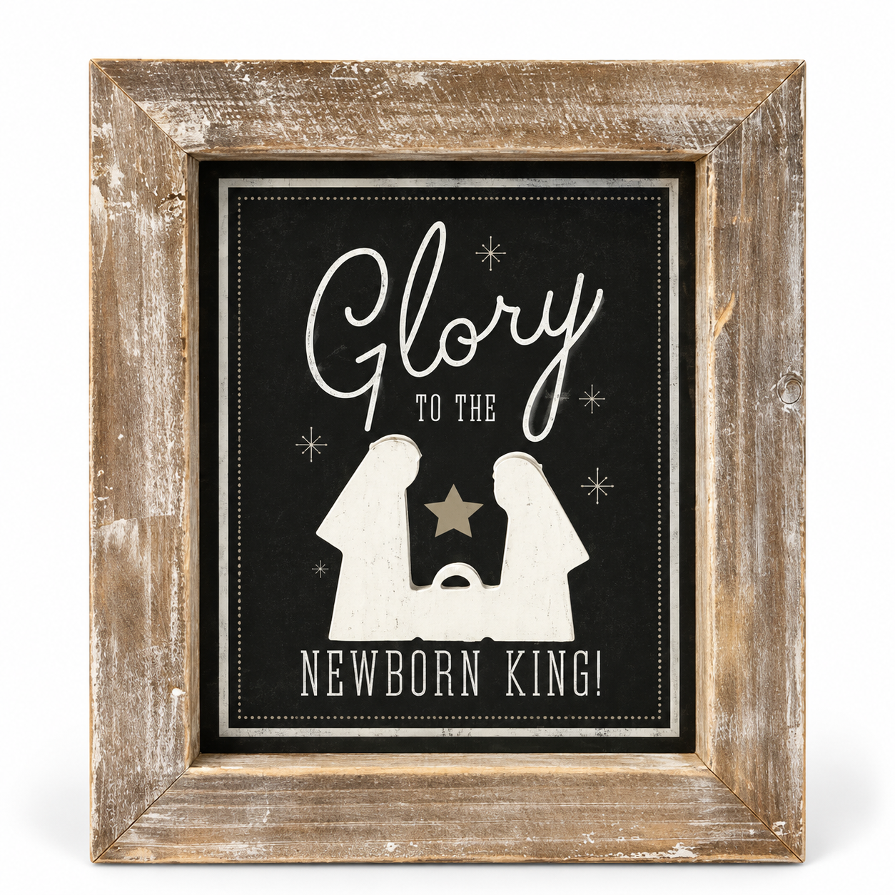 Grasslands Road Double-Sided "Glory to the Newborn King" Wood Box Sign