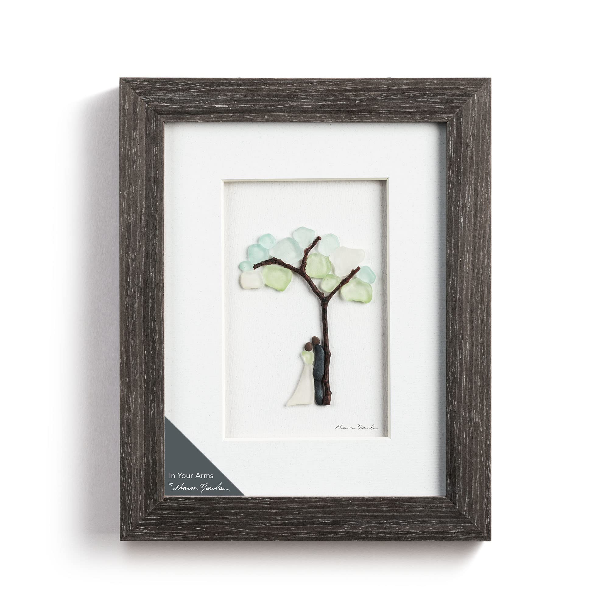 DEMDACO Sharon Nowlan Your Arms Green and White 6 x 6 Inch Stone and Glass Framed Tabletop or Wall Art