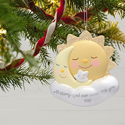 Hallmark Keepsake Christmas Ornament 2018 Year Dated, Starry-Eyed Over You Sun, Moon and Star, New Parents