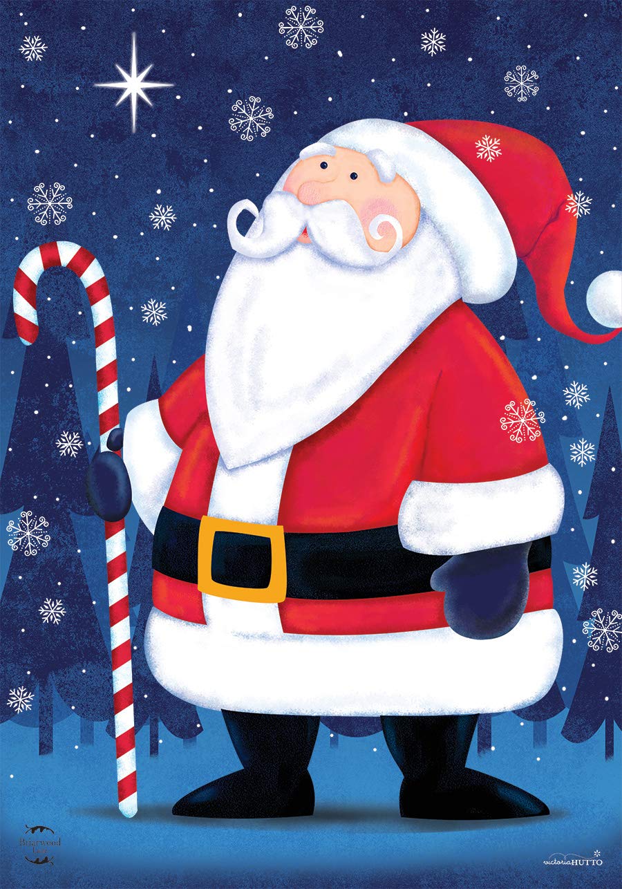 North Star Santa Christmas Garden Flag Primitive Candy Cane 12.5" x 18"