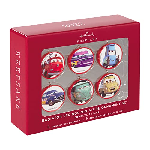 Hallmark Keepsake Miniature Plastic, Christmas Ornament 2022, Disney/Pixar Cars Radiator Springs, Mini Set of 6