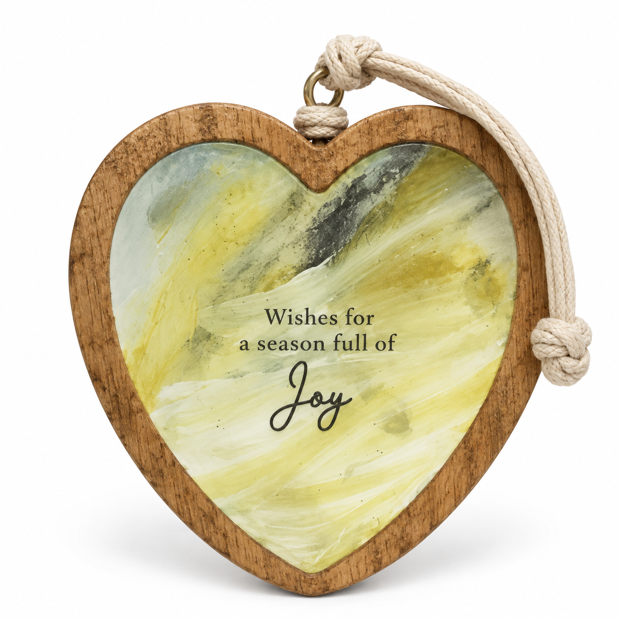 Demdaco ArtLifting "Wishes for a Season Full of Joy" Wooden Heart Ornament