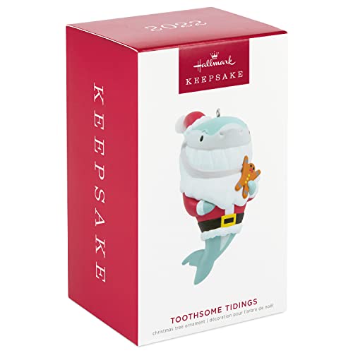 Hallmark Keepsake Plastic Christmas Ornament 2022, Toothsome Tidings Santa Shark Ornament