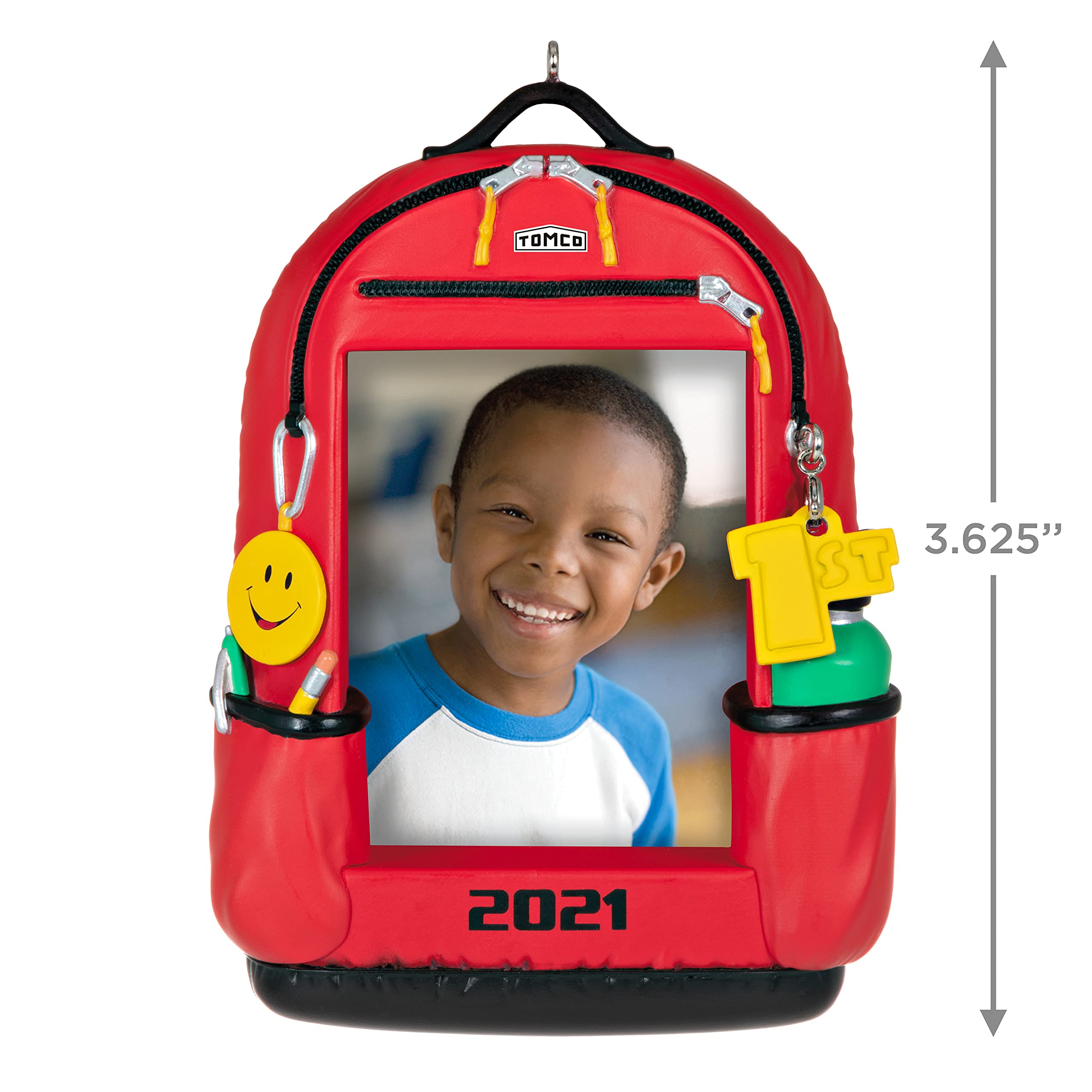 Hallmark Keepsake Christmas Ornament, Year Dated 2021, Backpack of Memories School Picture Frame