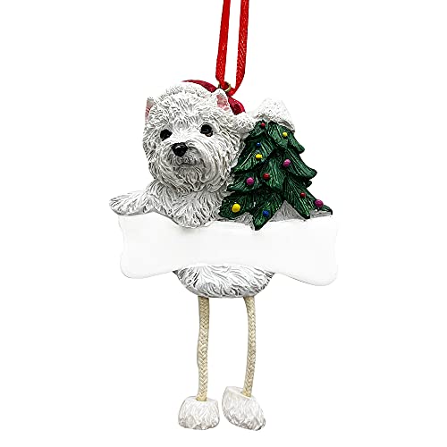 Westie Puppy Ornament with Unique "Dangling Legs" Hand Painted and Easily Personalized Christmas Ornament