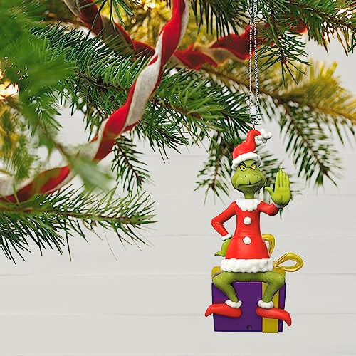 Hallmark Keepsake Christmas Ornament 2023, Dr. Seuss's How the Grinch Stole Christmas! Grinch Peekbuster Ornament With Motion-Activated Sound, Gifts for Grinch Fans