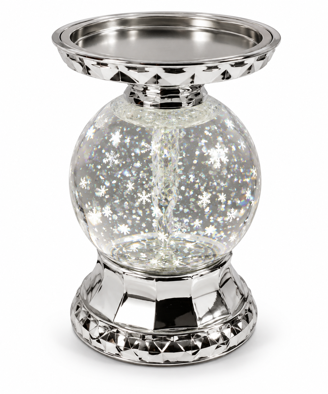Christmas Snowflakes Rotating Water Globe Bath and Body Works Candle Holder
