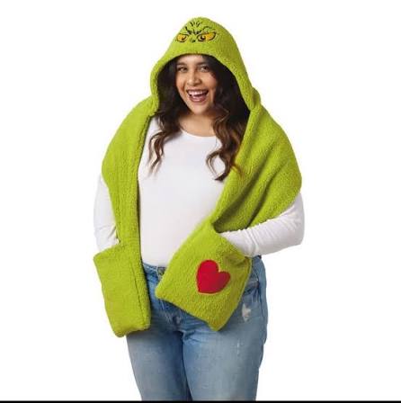 Hallmark Dr. Seuss The Grinch Hooded Scarf With Pockets