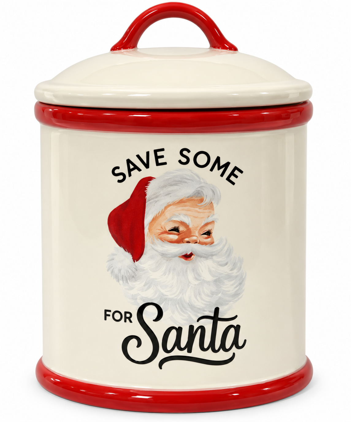 Hallmark "Save Some For Santa" Retro Ceramic Cookie Jar & Treat Canister