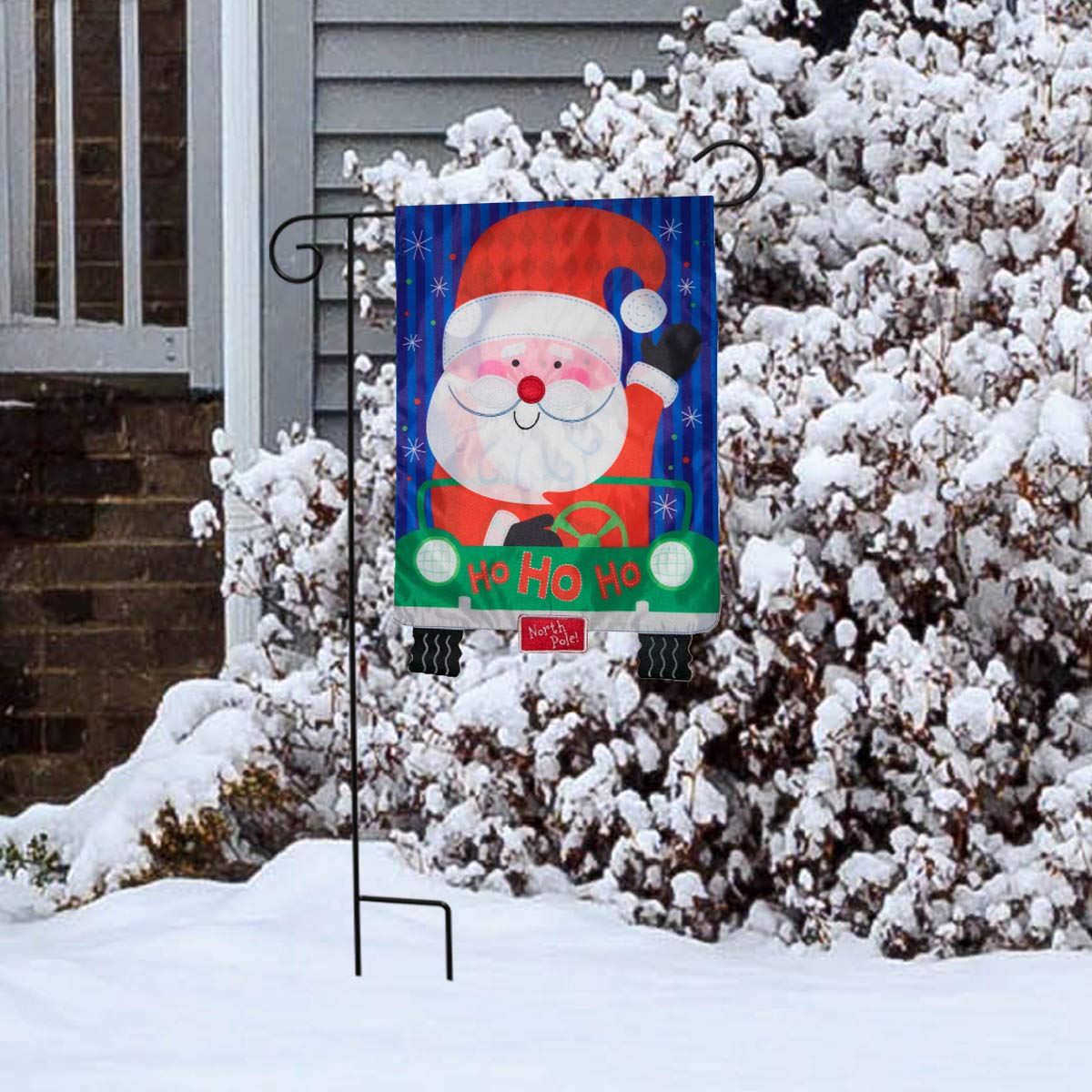 Santa's Delivery Christmas Applique Garden Flag Double Sided 12.5" x 18"