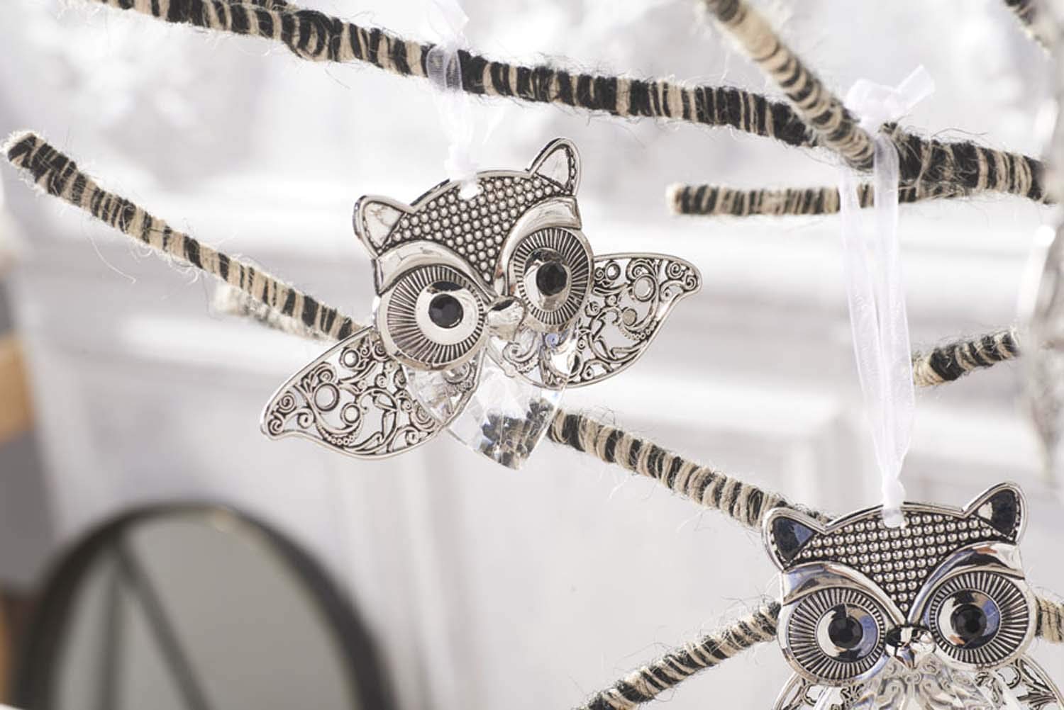 K&K Interiors 53706A Assorted Owl Ornaments with Crystal and Metal (4 Styles)