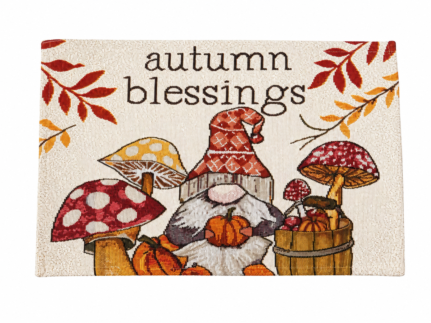 Nidico "Autumn Blessings" Woodland Gnome Tapestry Placemat