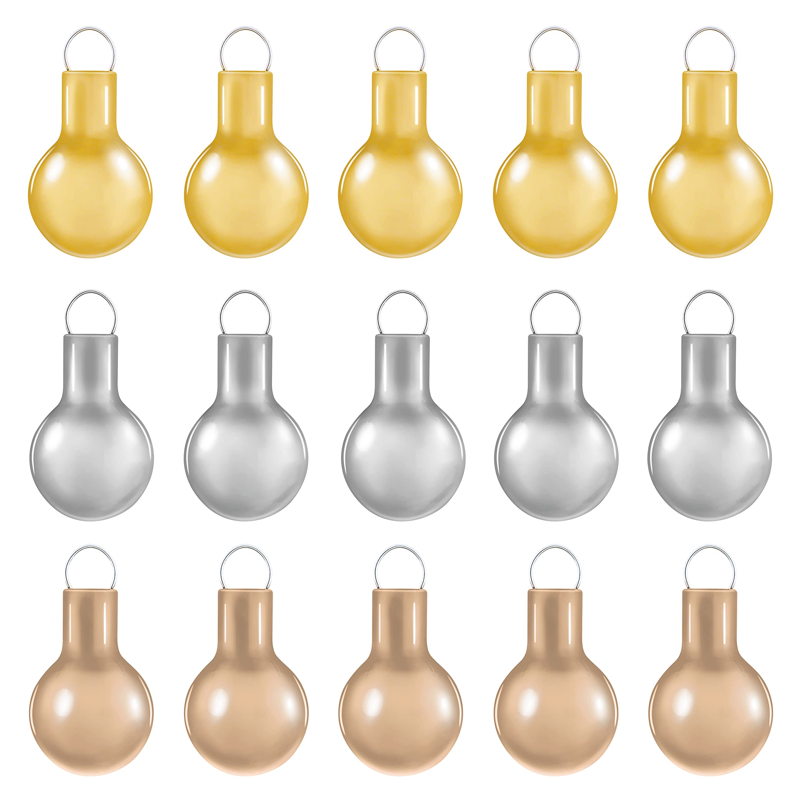 Mini Elegant Gold, Champagne and Silver Glass Ornaments, (Set of 15)