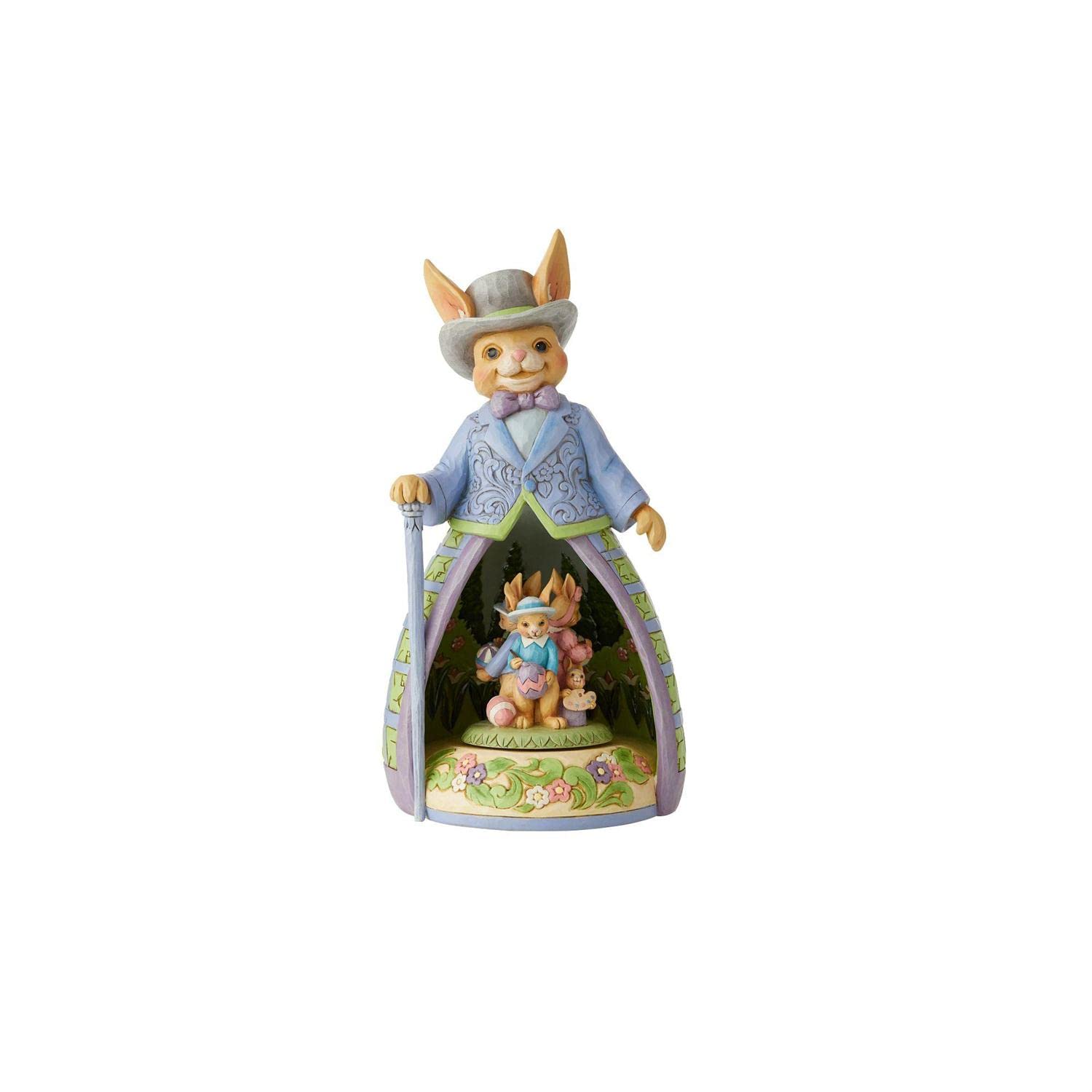 Enesco Jim Shore Easter Bunny with Hat Lighted Rotator Figurine, 11.12in H, Stone Resin