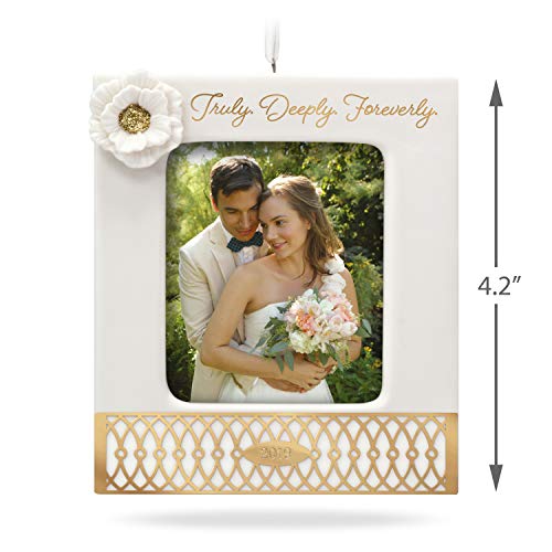 Hallmark Keepsake Christmas 2019 Wedding Ornament, Year Dated Truly. Deeply. Forever. Porcelain and Metal Photo Frame,