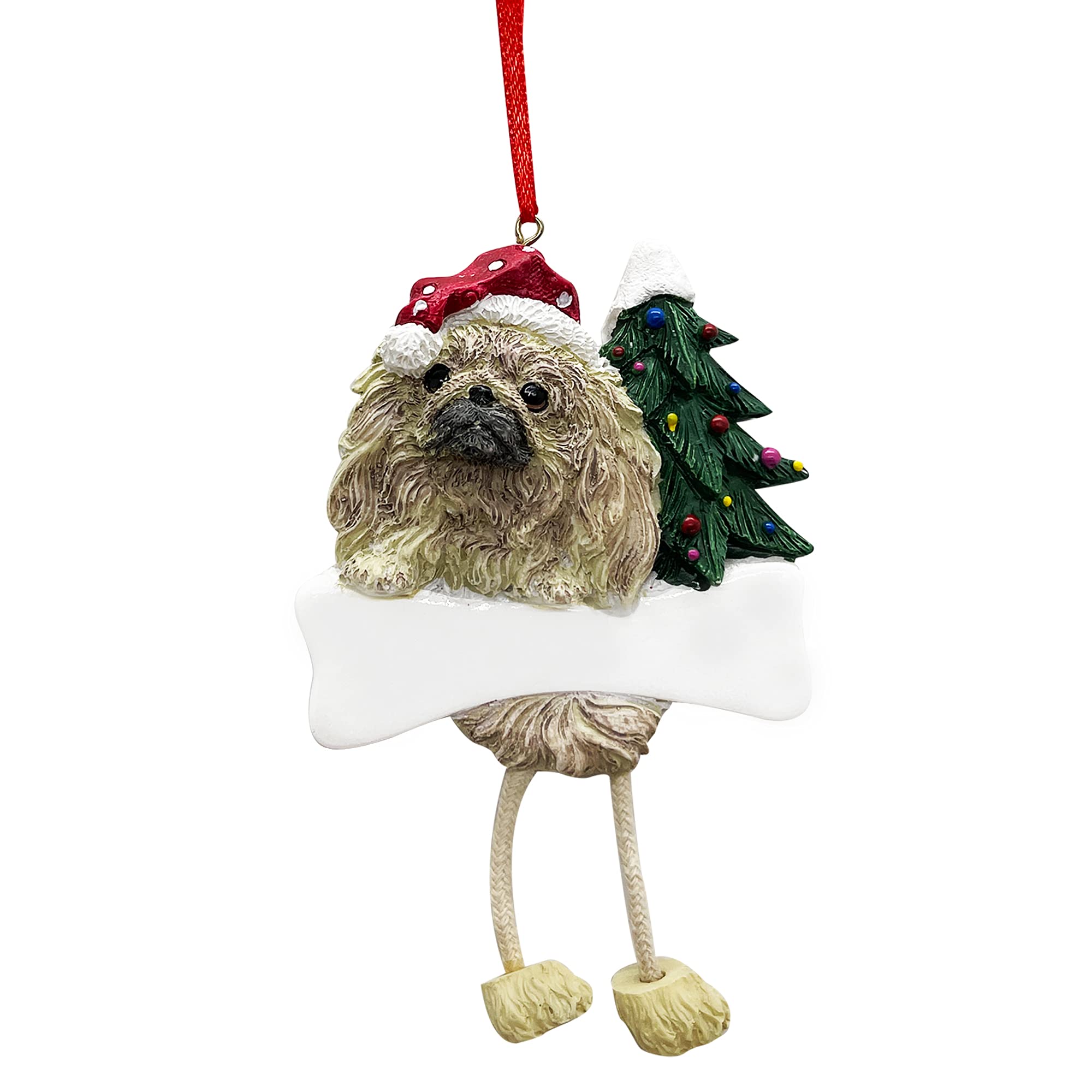 Pekingese Ornament with Unique "Dangling Legs" Hand Painted and Easily Personalized Christmas Ornament