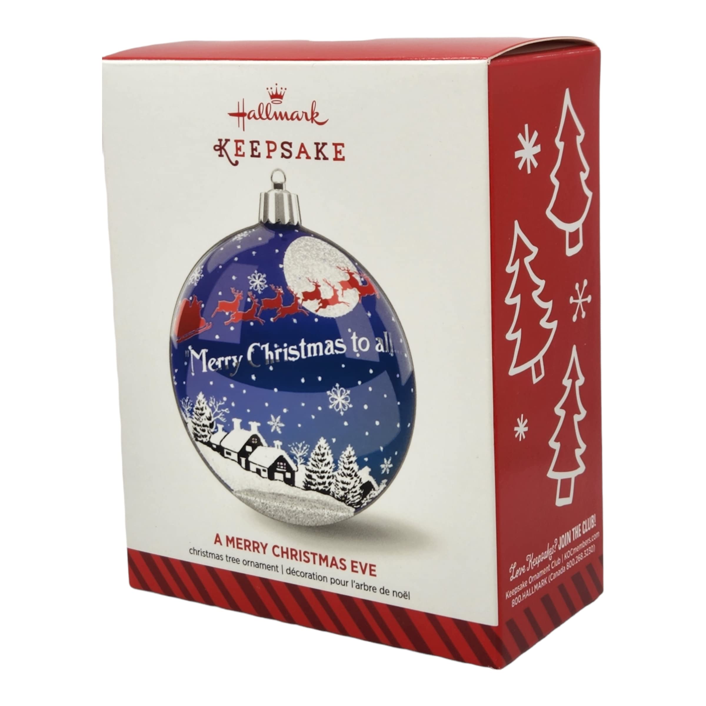 Hallmark Keepsake Ornament "A MERRY CHRISTMAS EVE" Glass Ball 2014