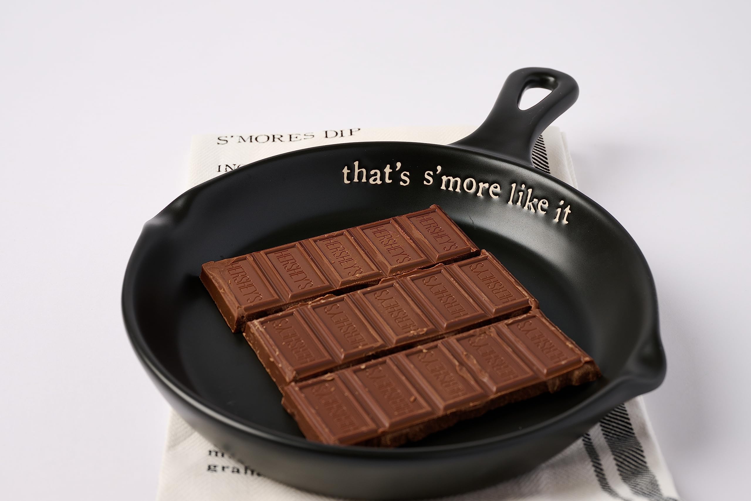 Mud Pie, Black, S'More Set, 11.75" x 8" | spoon 5.5" 26" x 16.5", skillet 11 3/4" x 8" | towel 26" x 16 1/2"