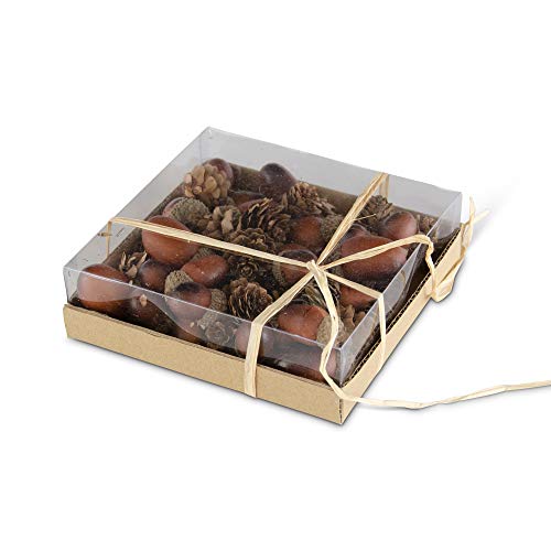 Box of 24 Assorted Dark Brown Acorns & Pinecones Decor