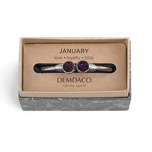 DEMDACO January Druzy Birthstone Garnet Purple Stone One Size Brass Metal Bracelet