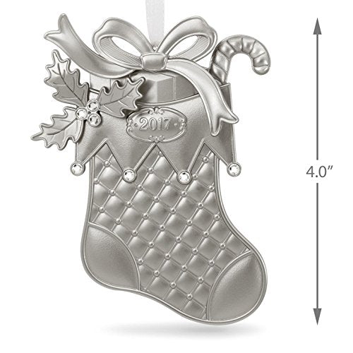 Hallmark 1795QGO1802 Stocking Metal Dated Keepsake Christmas Ornaments